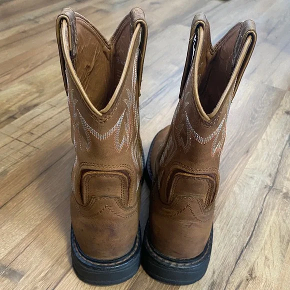 Ariat Western Cowboy Boots Tan Leather Embroidered Pull On Womens Size 7.5 - Picture 8 of 8